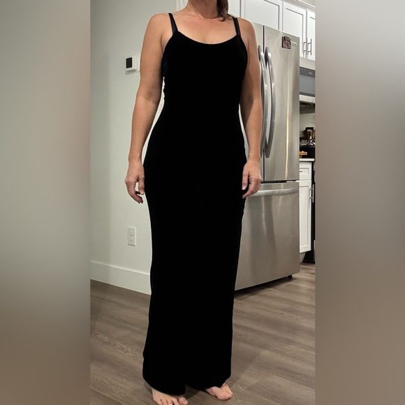 Vintage 90s Tweeds Silk Black Velvet Wide Leg Jumpsuit Jumper - Picture 5 of 15